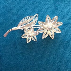 Vintage Filigree Sterling Silver Brooch